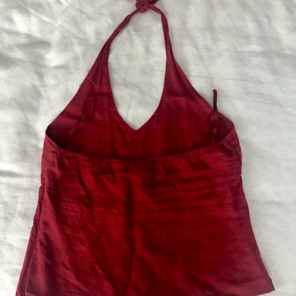 Co-ordinate Rust Red Old-Navy Linen Halter & Blue H&M shorts. All barely worn. - Picture 1 of 11